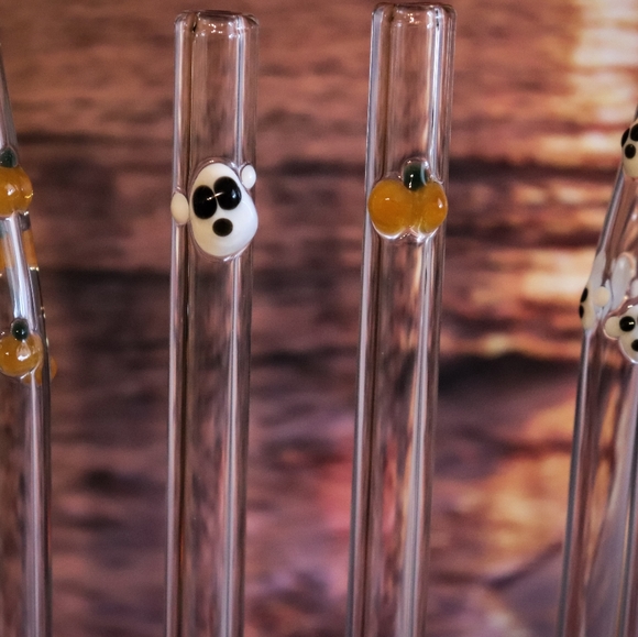 Ghosts & Pumpkins Glass Straw Set - Halloween - Picture 6 of 7